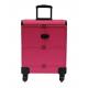 Pink Leather Makeup Trolley Case With Wheels