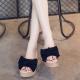 BS110 New Style Sandals And Slippers, Sponge Cake, Thick Bottom, Open Toe Fashion, Flower Bow, One-Line Wedge Heel Sanda