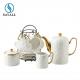 Plain White Savall HoReCa Porcelain White Teapot With Gold Trim