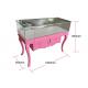 Matte Pink Color Wood And Glass Display Cabinet With Small Drawers