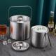 bright Surface ice bucket Stainless Steel With Lid And Strainer Beer Champagne