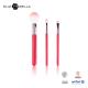 3pcs Private Logo Cosmetic Makeup Brush Set With Synthetic Hair Red Wooden Handle