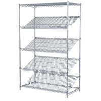 Goods Display Slanted Wire Shelving Units , 5 Tier Chrome Plated Steel Rack