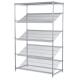 Goods Display Slanted Wire Shelving Units , 5 Tier Chrome Plated Steel Rack