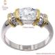 Diamond simulated Brass jewelry engagement Ring with clear CZ by Two tones plating