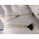 Black Pendant Necklace 18K Yellow Gold , Black Gemstone Necklace With Onyx