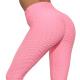 Jacquard Bubble High Waisted Yoga Pants Pink Fitness Leggings