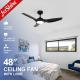48inch Ceiling Fan 38W with 6 Speed Choice and Low Noise Remote Control