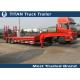 40 Ton tri axle low bed / lowboy semi trailers with ramps , flatbed trailer