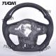 Universal Leather Carbon Fiber Steering Wheel Flat Bottom Ergonomic Grip LED Support