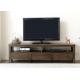 Long Rustic Wood Tv Stand With Storage , Practical Pine Solid Wood Tv Stand