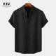 Stand Collar Cotton Linen Short Sleeve Shirts For Men Classic and Timeless Design