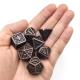 Mini Resin Polyhedral Metal Rpg Dice Set Nontoxic For Collection Cuprum Black And Silver