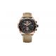 Leather Strap Alloy Quartz Wrist Watch , Nickel Free 50mm Case Watches