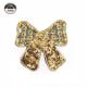 Golden Bow Rope Sequin Embroidery Patches 21*17CM Size With Merrowed Border