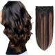 Virgin Highlight Remy Hair Clip In Extensions 7-9 Piece Set for Natural Real Raw Hair