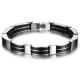Tagor Stainless Steel Jewelry Super Fashion Silicone Leather Bracelet Bangle TYSR113