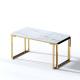 Rectanagle Marble Stick Top SS Dining Table White Color Mirror Gold Leg
