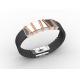 Top Quality Europe Fashion Stainless Steel Genuine Leather Silicone Bangle Bracelet ADB17