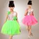 Dancing clothes girls flowers veil host sequined dress costumes children modern