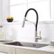 Factory good quality single handle flexible colorful kitchen faucet with black color