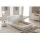 Home Italian Leather Bed , Italian White Leather Bed With Storage Gas Lift