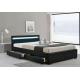 MDF Wood LED Upholstered Bed Faux Leather Slatted Frame With Box
