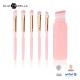 Retractable Synthetic Hair Makeup Brushes Plastic Handle With Gold Aluminium Ferrule OEM