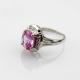 White Gold Plated 925 Silver Jewelry 8mmx10mm Oval Pink Cubic Zircon Ring(R0076)
