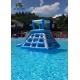 Professional Blue White Inflatable Water Toys Climbing Tower Slide With Roof