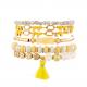 Gold Plated Yellow Handmade Beaded Chain Link Tassel Bracelets Set DIY Charm For Women