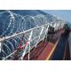 Electric Galvanized Concertina Razor Barbed Wire BTO22 Blade Style For Ship Protection