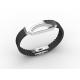 Top Quality Europe Fashion Stainless Steel Genuine Leather Silicone Bangle Bracelet ADB145