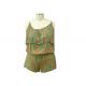 Soft Viscose Woven Ladies Casual Jumpsuits One Piece Romper Shorts With Tow Layer Top