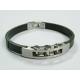 Top Quality Europe Fashion Stainless Steel Genuine Leather Silicone Bangle Bracelet ADB143