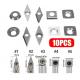 10PCS Sets Woodturning Carbide Inserts Including Round / Square / Diamond Shape For DIY Woodworking Lathe