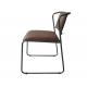 SGS Tan Vintage Leather Dining Chairs Retro Armchair With Back