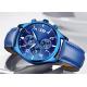 Blue Stainless Steel Waterproof Watch Analogue Super Luminous  Two Steel Button