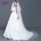 Luxury off shoulder organza fabric bust latest gowns long tail ball gown alibaba wedding dress
