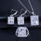 Fashion Square Shiny Rhinestones Necklace Ring Earrings Wedding Jewelry Elegant Luxury New Women Jewelry Sets