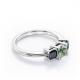 Minimalist Square V-Prong - 0.45 TCW Princess Cut Moss Green Agate with Lab Created Three-Stone Engagement