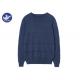 Plain Color Stripes Blue Cable Knit Sweater Mens Round Neck Navy Stylish Jumper