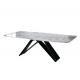 Marble Hotel Dining Table Black Steel Legs Supporting 4 Chair