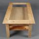 Wooden solid pine coffee table with 5mm thickness tempered glass