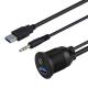 1m 2m USB3.0 AM AF+DC3.5 Audio cable For Motorcycle Dashboard