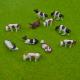 1:87 scale ABS plastic Model Painted Mixed Farm Animals Cows 20mm for Model Building Materials