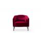 Upholstered Maroon Velvet Arm Modern Design Leisure Chair Waiting Chair