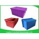 Blue  PP Plastic Attached Lid Containers , plastic storage boxes with lids