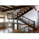 Cable Railing Steel Stringer Wood And Glass Staircase 3 Flights Straight DIY Installation