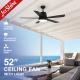 6 Speed Remote Control Quiet DC Motor Decorative 5 Blades Ceiling Fan With Light